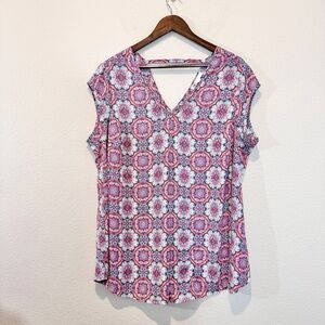 DR2 Boho Medallion Print Tunic Top Flowy Festival Lightweight Office  XL